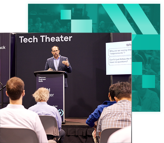 A man presenting in Tech Theater Session